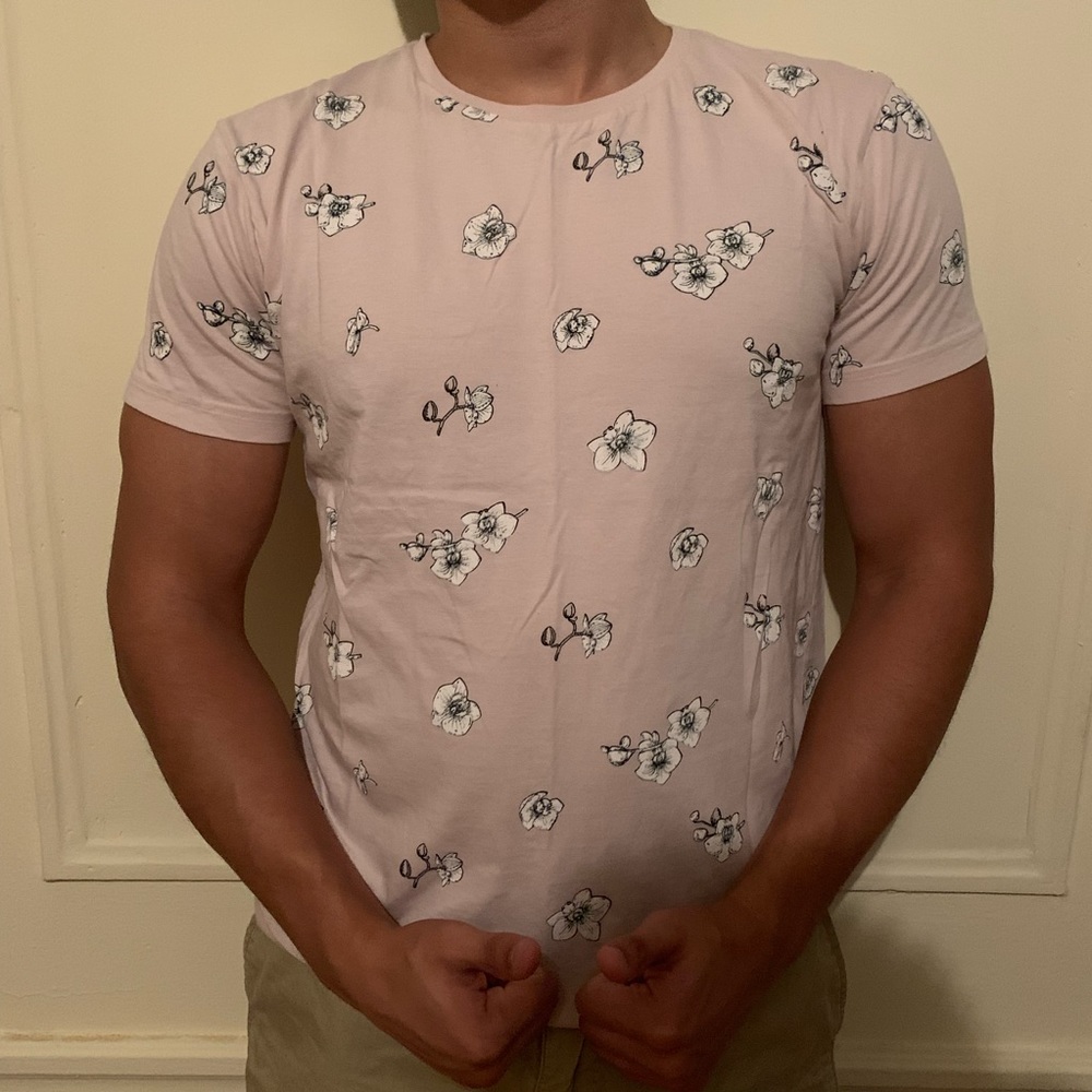 Men’s Short Sleeve Pink Flower Tee